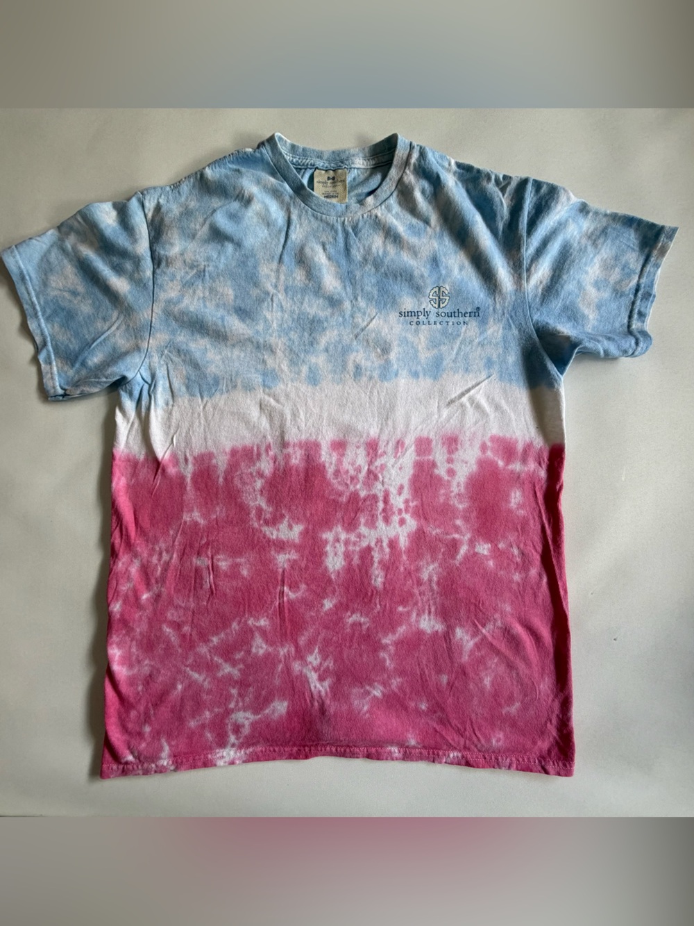 Simply Southern Red White Blue Tie Dye Cow Graphic Tee Size M